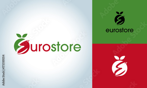 Euro Store Shop Market Concept Brand Vector Illustration Design