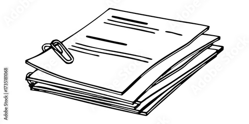 Illustration of stack document paper sheet with clip office note page paperwork file blank document paper