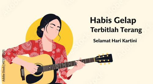 Cultural Celebration, Female Musician, Indonesia, Illustration, Artistic, Portrait, Empowerment through Music
