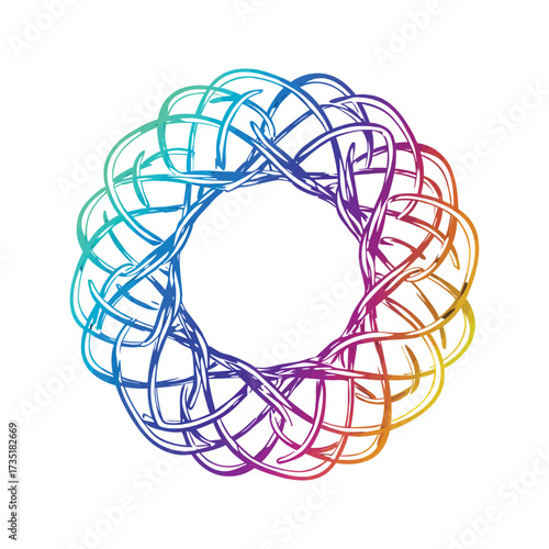 Abstract 3d rendered illustration of a colorful blue and yellow spiral circle light art pattern backdrop