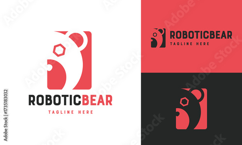 Robotic Bear Logo Vector Illustration Concept