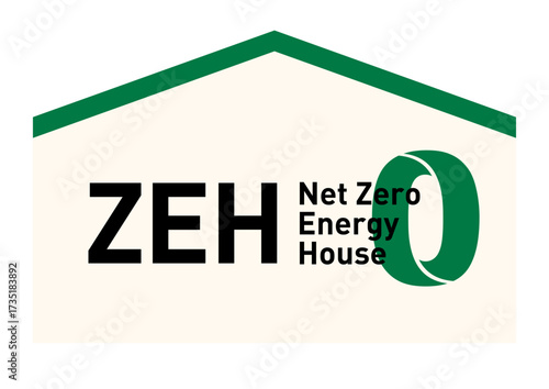 ZEH ネットゼロエネルギーハウス ベクター 省エネ 脱炭素 サステナブル住宅の見出しデザイン