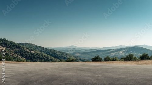 Empty asphalt platform at mountain vista