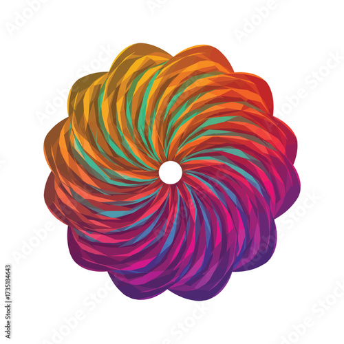 Abstract colorful vector flower illustration pattern with 3D colorful beads isolated on white