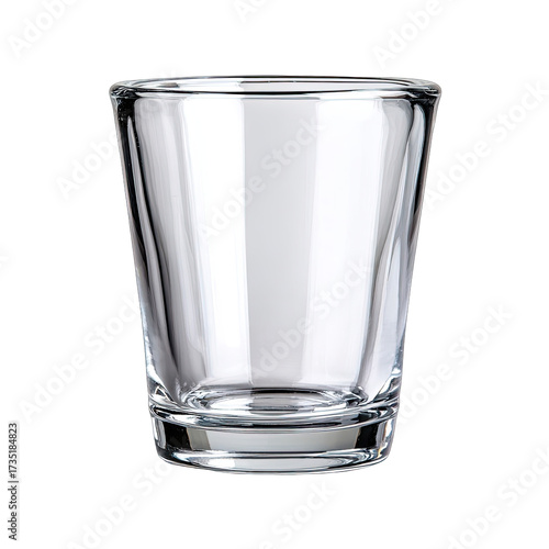 Clear shot glass; thick base, slightly flared