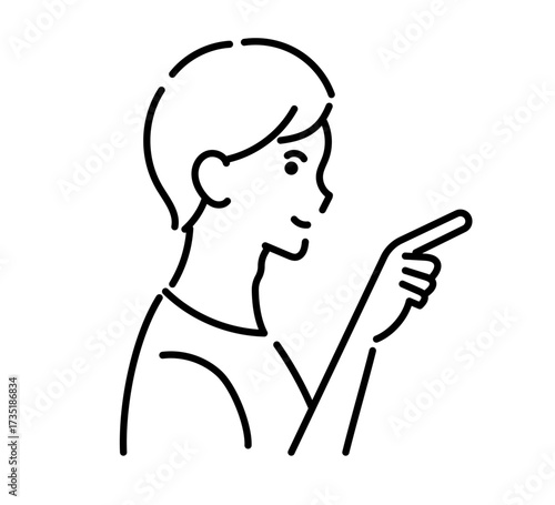 大事なポイントを指差しする医師のイラスト　線画のみ
