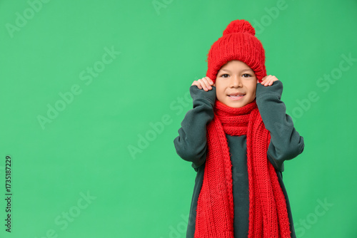 Cute little Asian boy in re...