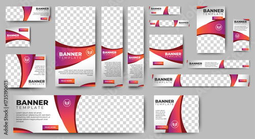 business web banners template design with image space. vector	