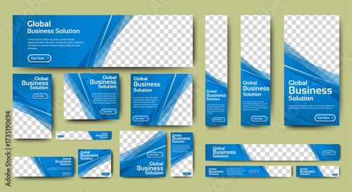 Corporate Business web banner template. vector Web set banner template, vertical, horizontal, square with multisizes. suitable for website ads, cover page, social media post, flyer and more