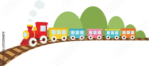 Cartoon train vector illustration for kids and children editable