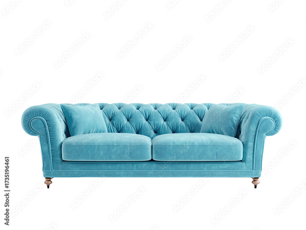 Fototapeta premium Light teal tufted sofa