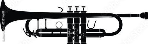 Black trumpet vector illustration musical instrument design editable