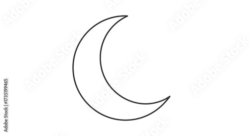 Minimalist Crescent Moon Illustration in Black and White for Graphic Design Projects