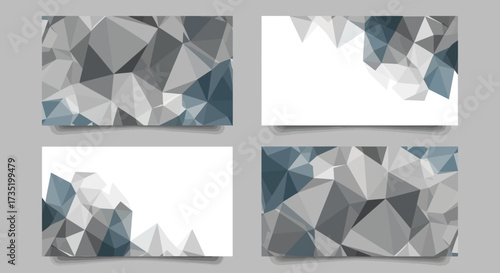 Abstract polygonal business card templates with geometric low poly design concepts