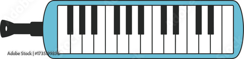 Blue melodica musical instrument keyboard wind instrument editable
