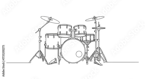 Minimalist Drum Set Illustration: A Clean and Modern Musical Instrument Representation