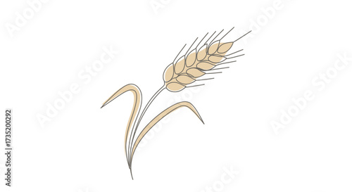 Elegant wheat stalk illustration showcasing minimalist design and neutral color palette a perfect