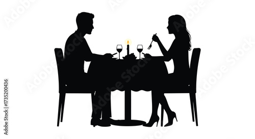 Romantic dinner for two at a table a striking silhouette