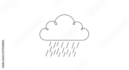 Stylized outline of rain cloud icon on plain background perfect for simple weather visuals