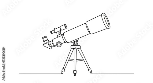 Illustration of a telescope on a tripod against a white background for astronomy enthusiast