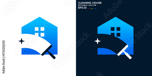 Cleaning service logo. Shiny, clean, comfortable, service, home. Vector design template.