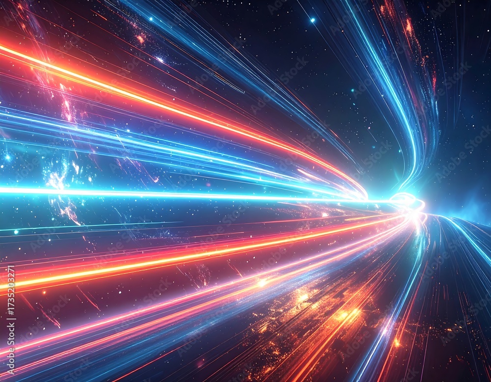 Naklejka premium Cosmic light streaks through nebula