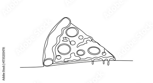 A captivating one-line drawing of a delicious slice of pizza perfect for culinary content and