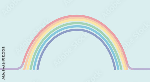Minimalist pastel rainbow on light blue background providing a cheerful and bright feeling perfect
