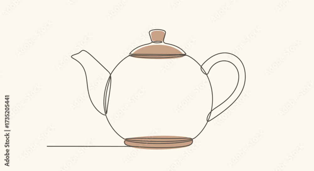 Obraz premium Elegant minimalistic teapot illustration using continuous line drawing technique for calm atmosphere