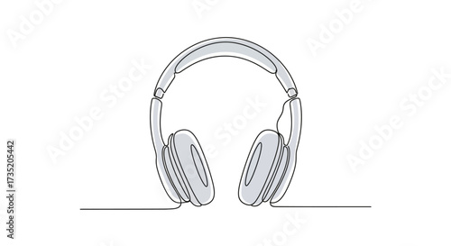 Minimalist line art illustration of wireless headphones symbolizing modern technology