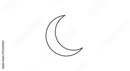 Crescent moon illustration on white background astronomical nighttime drawing minimal design