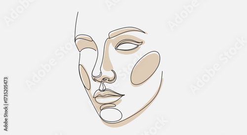 Elegant abstract line art drawing of a woman's face, expressing simplicity and beauty
