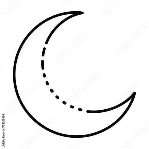 Crescent moon line art simple vector illustration of a celestial body in a minimalist style for logo, icon, or design element