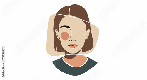Abstract portrait illustration of a woman with short hair and minimalist design style