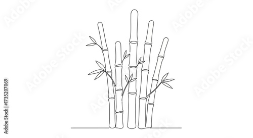 Elegant bamboo grove drawn with continuous lines, perfect for zen gardens or Asian aesthetics
