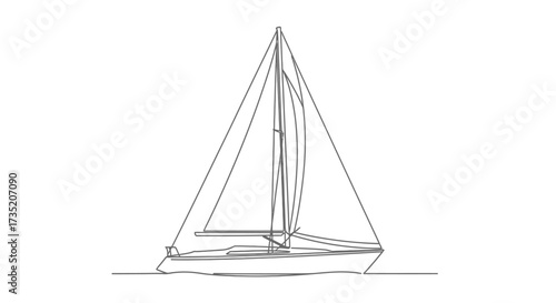 Minimalist line drawing of a sailboat illustrating nautical vessel design and simplicity