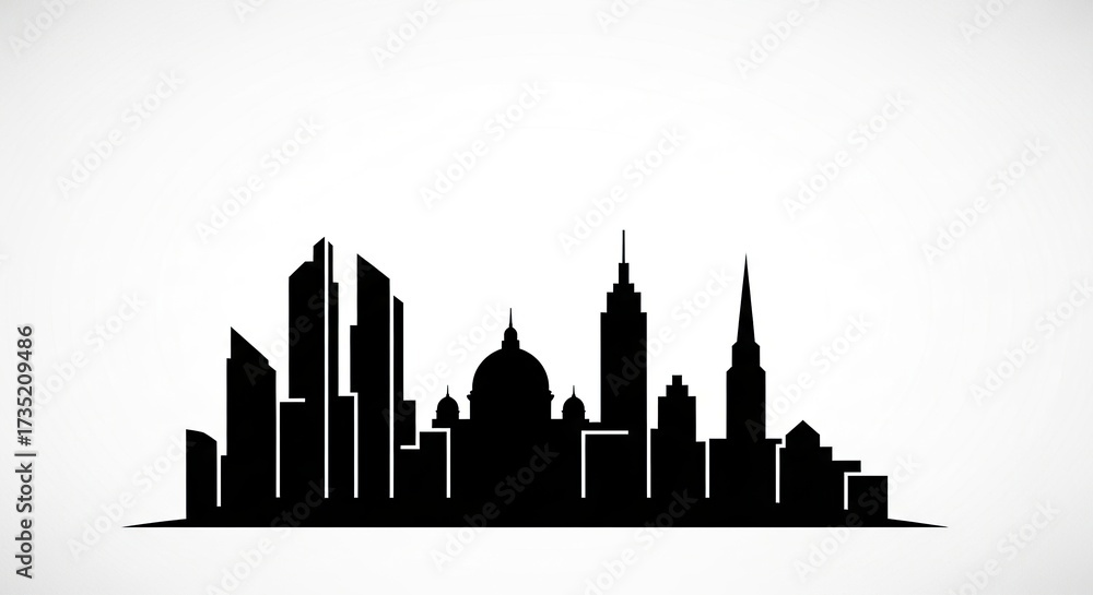 Fototapeta premium Cityscape silhouette urban skyline vector illustration