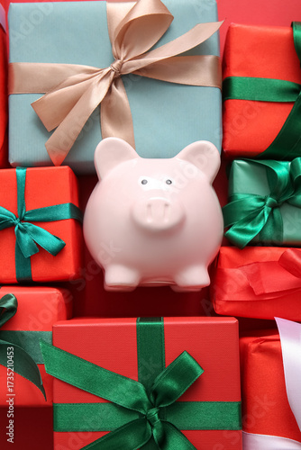 Piggy bank with different C...