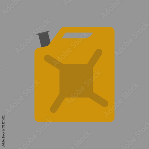 Yellow jerrycan isolated on a plain gray background, a practical container for liquids and fuels