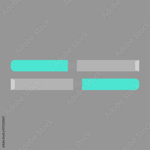 Abstract Minimalist Graphic Design Featuring Cyan and Gray Rectangles on a Gray Background