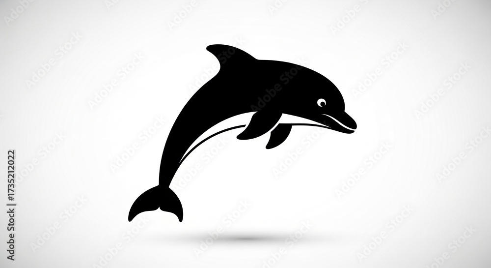 Fototapeta premium Dolphin silhouette jumping isolated