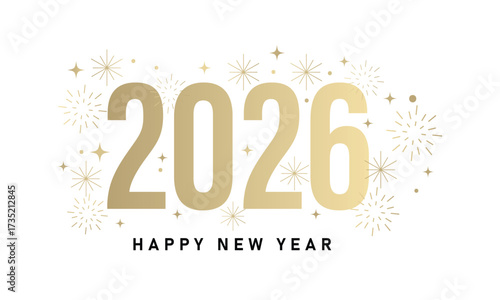 HAPPY NEW YEAR 2026, New Year's Eve Party, Gold text Fireworks, Firework background Banner poster post design