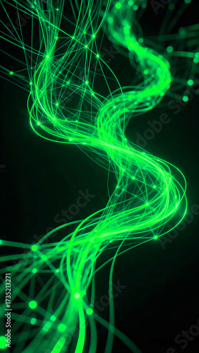 Glowing blue digital network in dark space, symbolizing AI, data flow, internet, and futuristic tech.Generated by AI