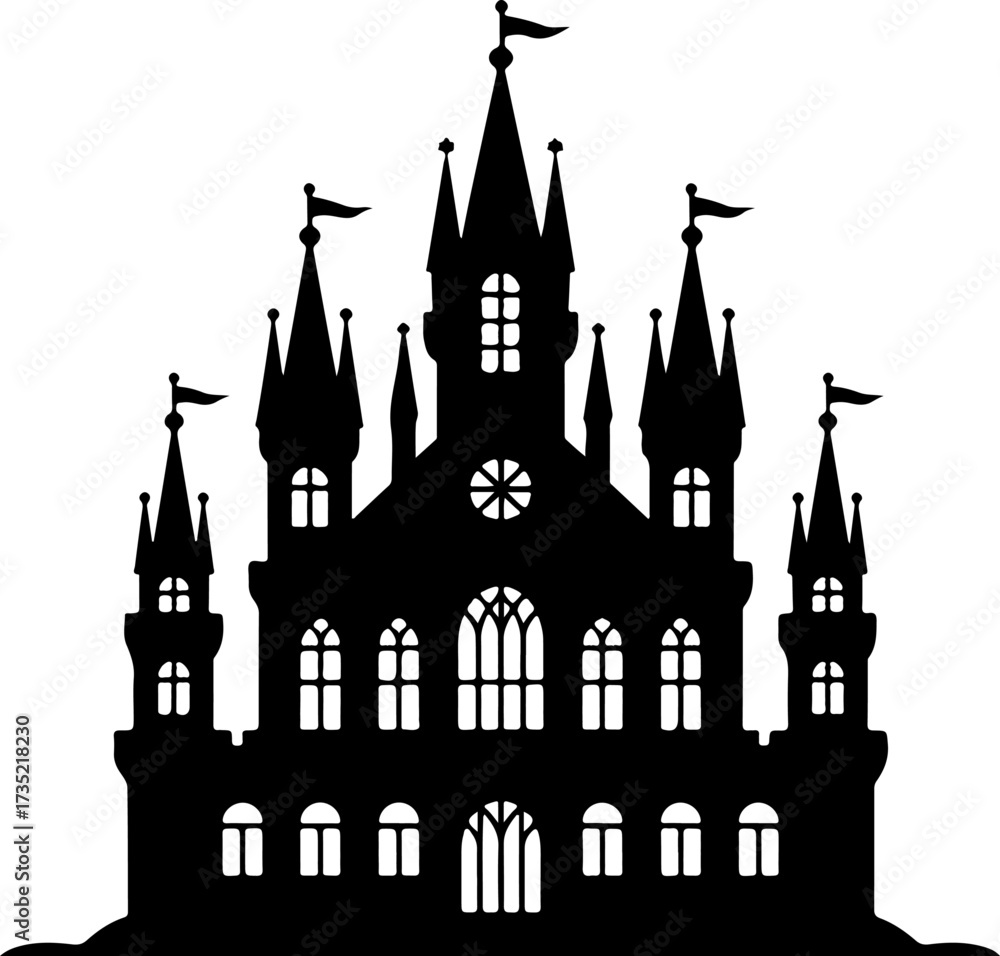Obraz premium Gothic castle silhouette vector illustration