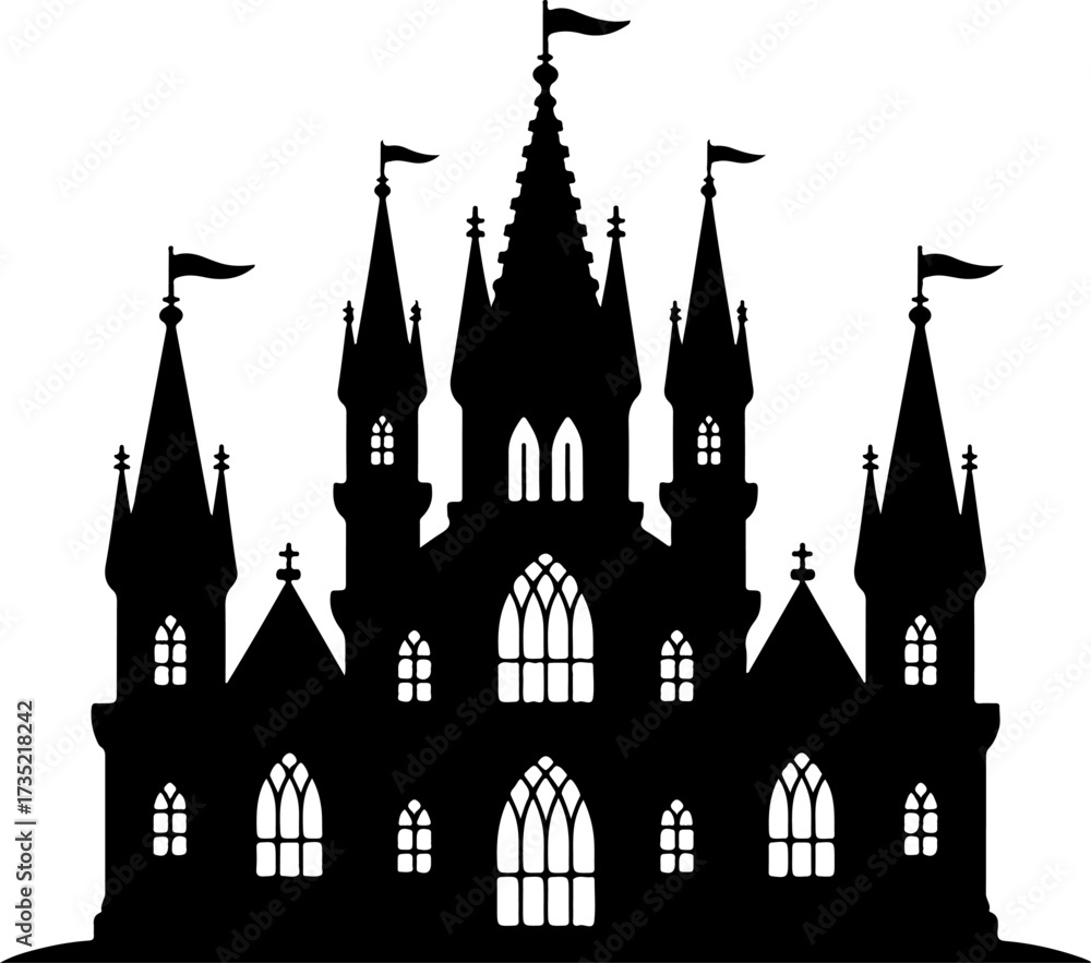 Fototapeta premium Gothic castle silhouette vector illustration