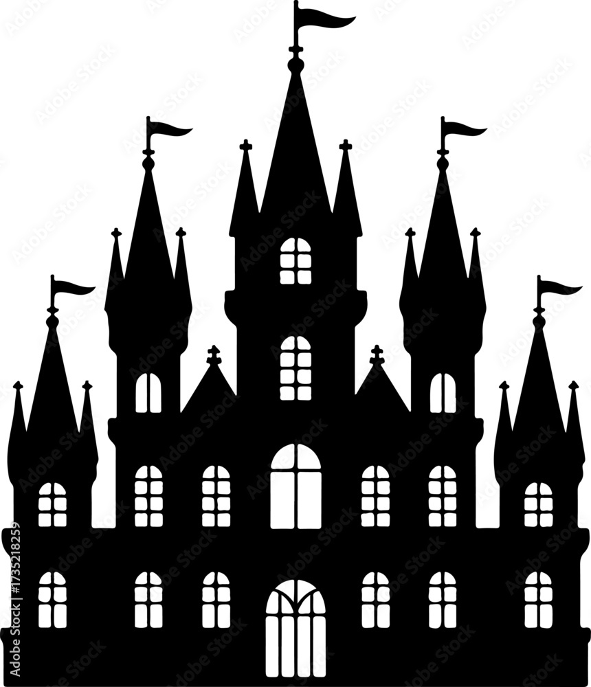 Fototapeta premium Gothic castle silhouette vector illustration