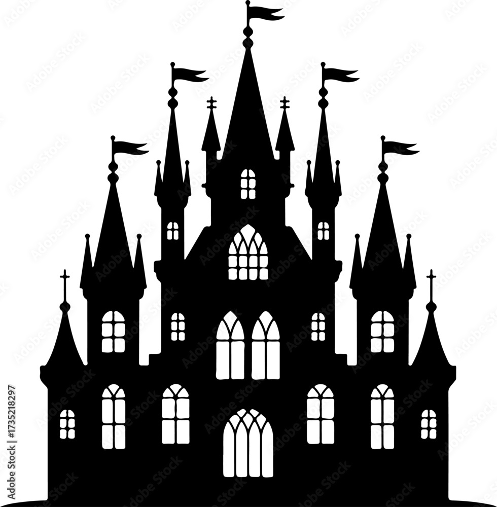 Obraz premium Gothic castle silhouette vector illustration