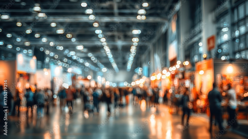 custom made wallpaper toronto digitalBlurred Background of Busy Exhibition Space with People and Lights