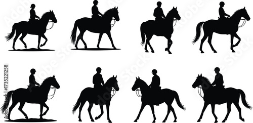 Silhouette of a person riding a horse, showcasing equestrian sport and the bond between human and animal