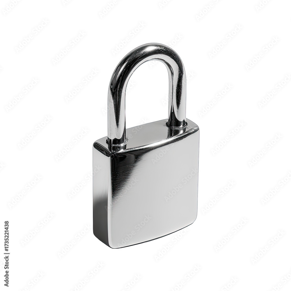 Naklejka premium Shiny, metallic padlock, angled perspective